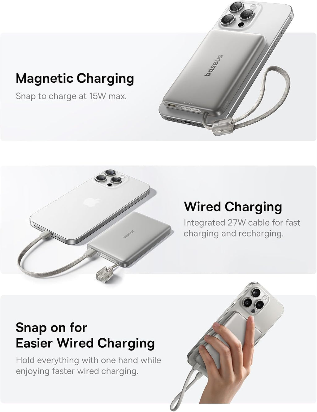 Baseus Picogo Qi2 - Cargador portátil Magsafe de 15 W, cargador por...