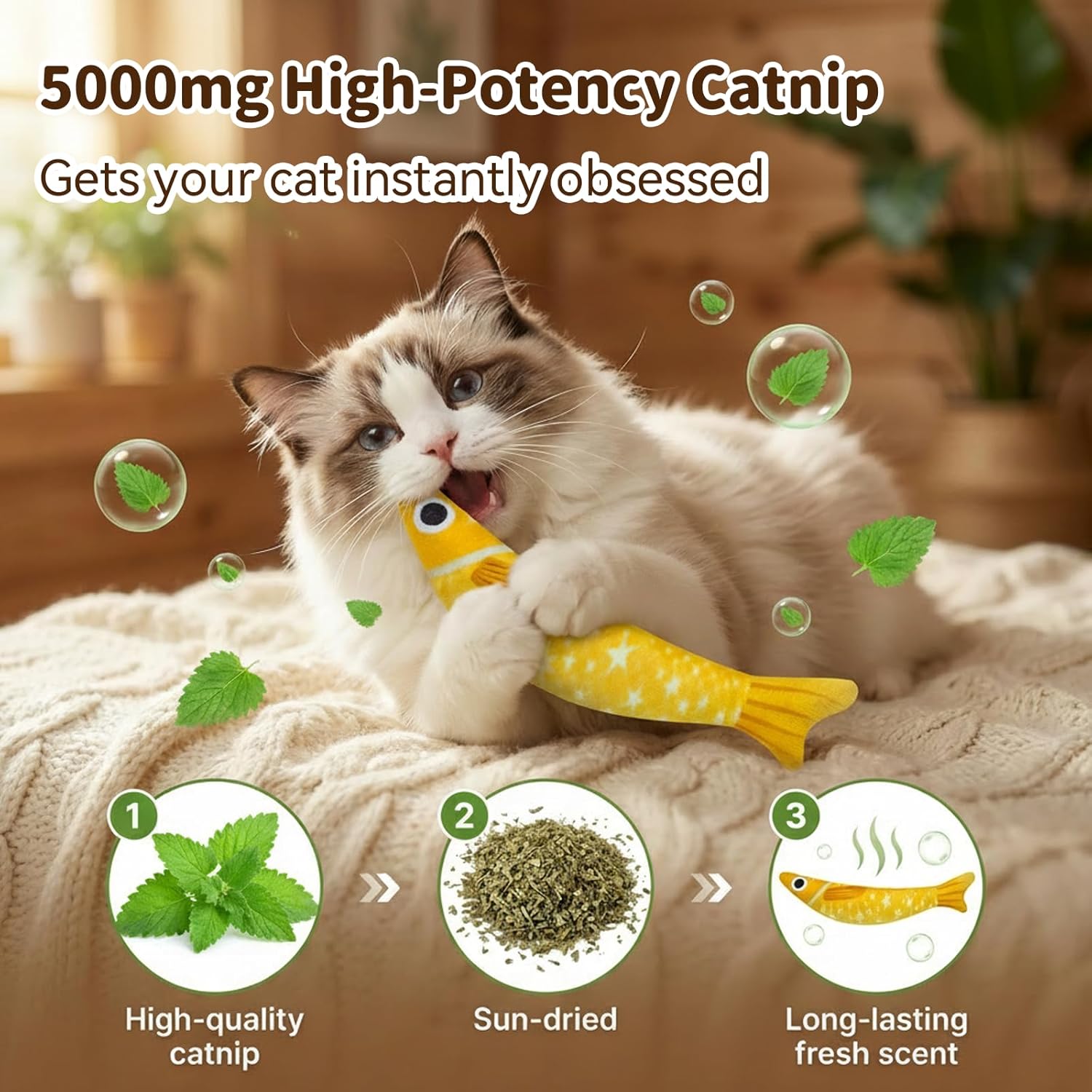 MAXTOOA Juguetes para gatos de interior con 5000 mg de hierba gater...