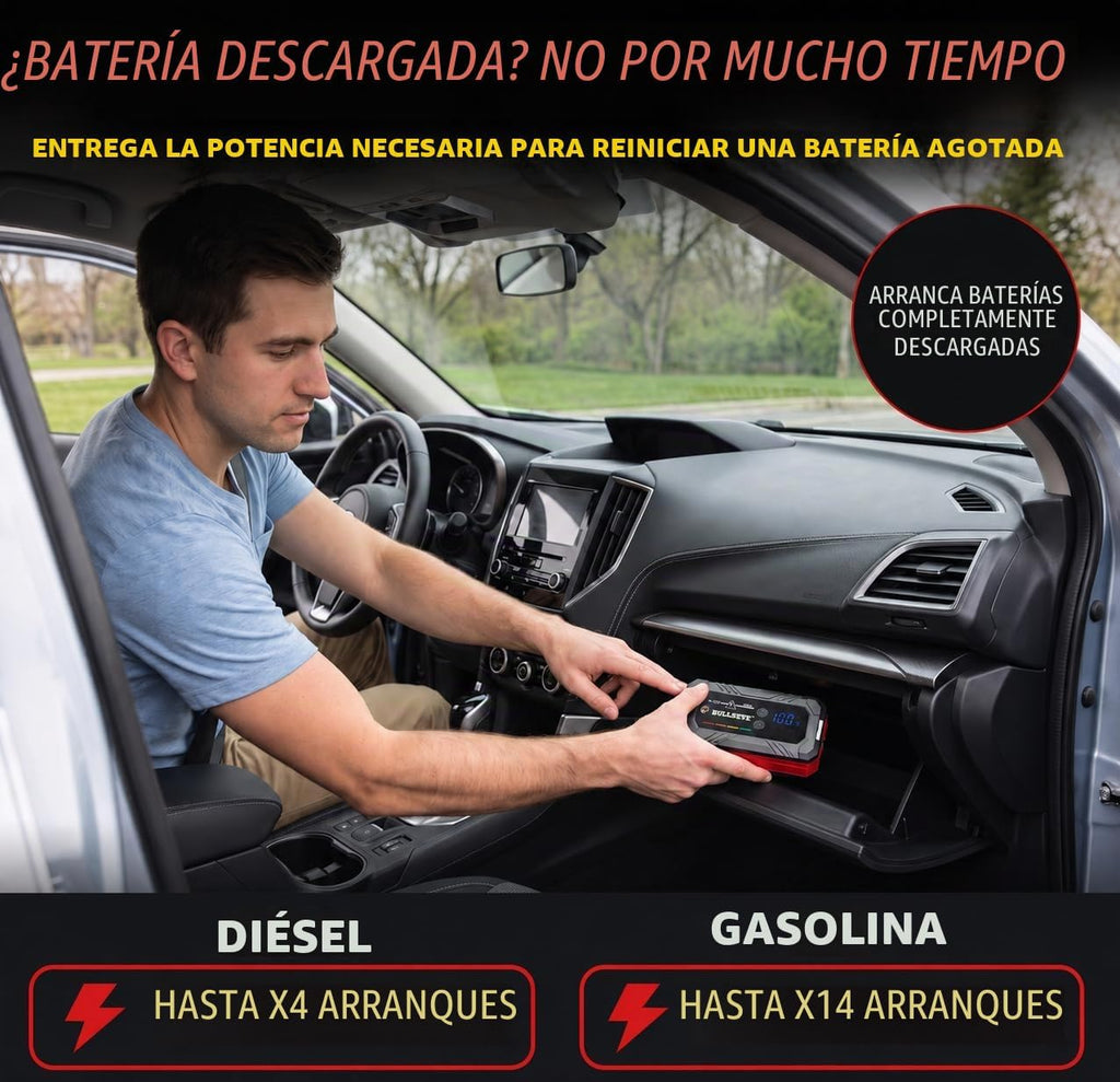 Bullseye SafetyXL 1000A - Arrancador portátil para batería de coche...