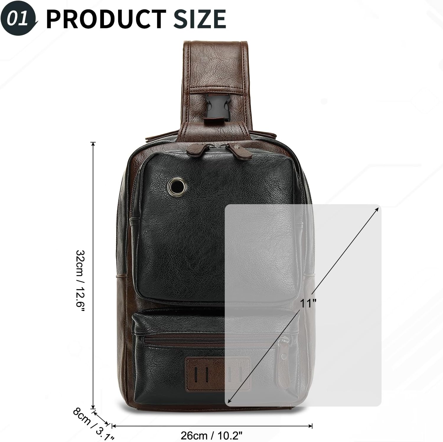 SUIKIHUM Mochila de cuero PU vintage para hombre, bandolera, correa...