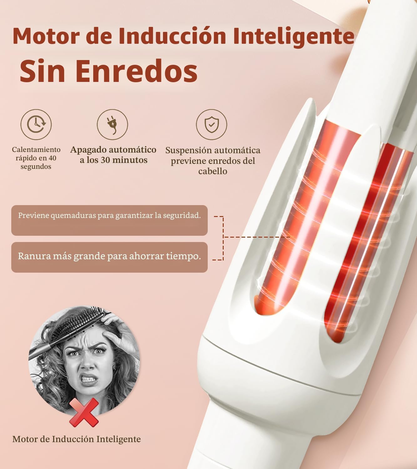 Rizador Automático de Cabello, Plancha de Rizar Automática con 4 Aj...