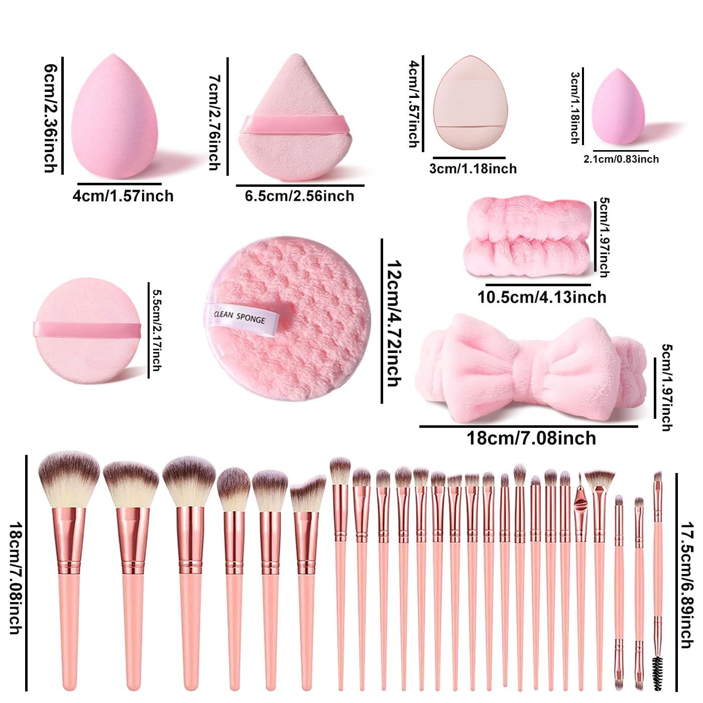 HGHDBT Juego de 46 brochas de maquillaje rosa, kit de maquillaje pr...