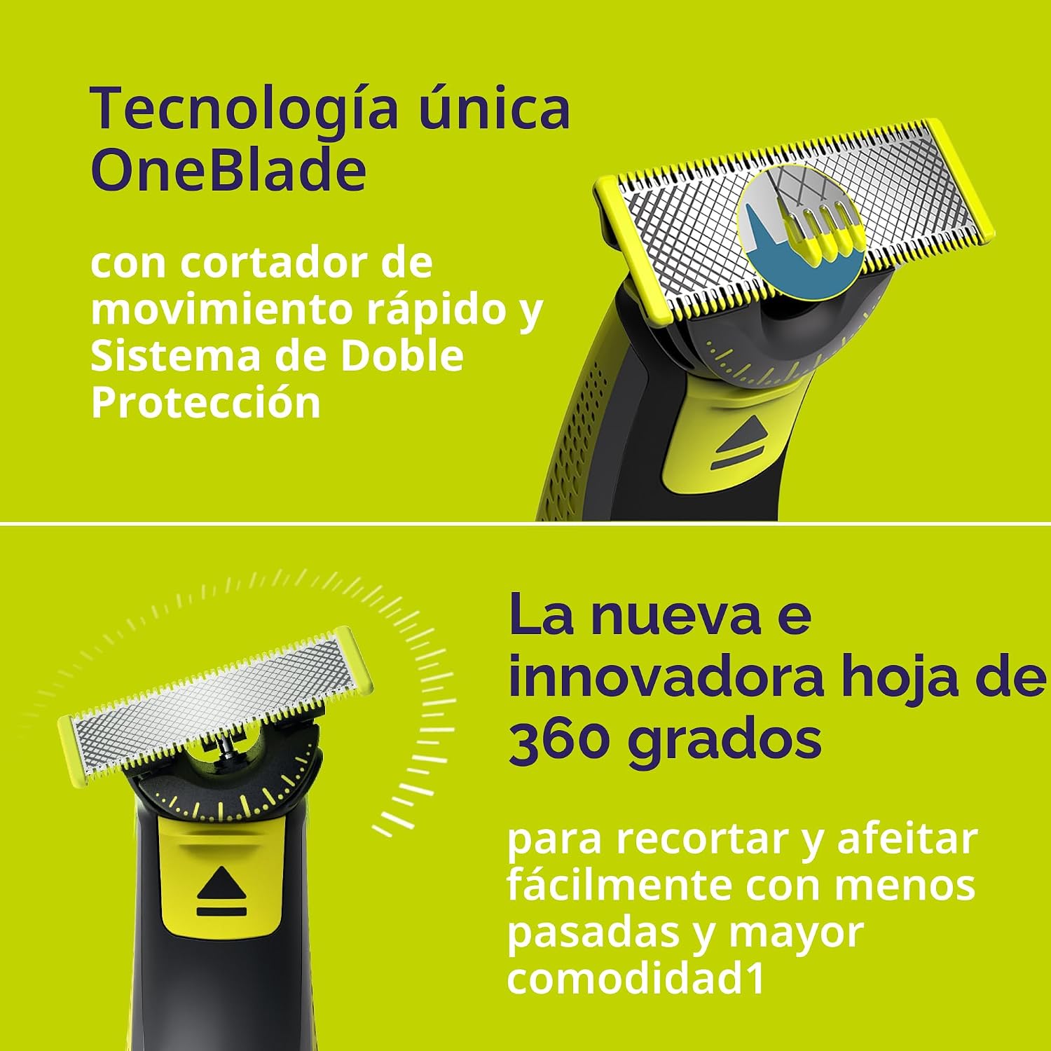 Norelco Philips OneBlade 360 Hybrid Face, recortadora de barba eléc...