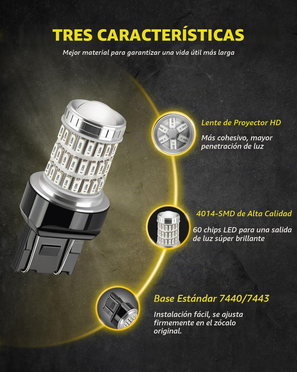 AUXLIGHT 7440 7441 7443 7444 T20 992 W21W - Bombillas LED rojas bri...