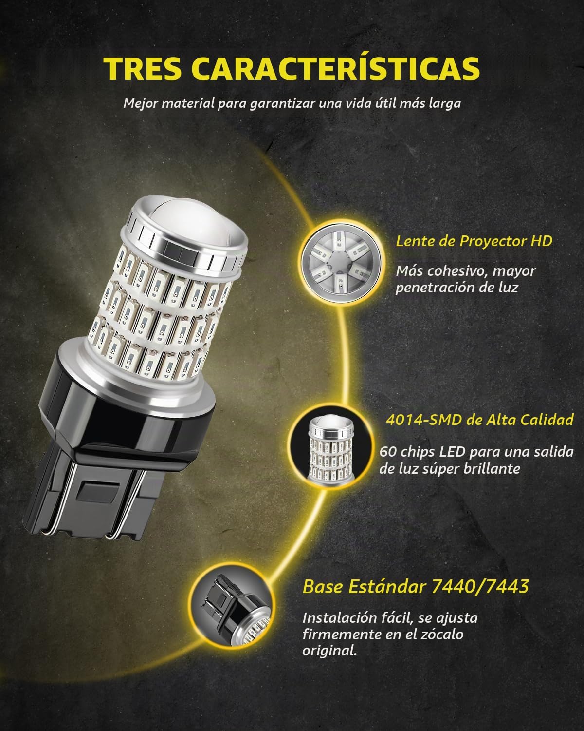 AUXLIGHT 7440 7441 7443 7444 T20 992 W21W - Bombillas LED rojas bri...