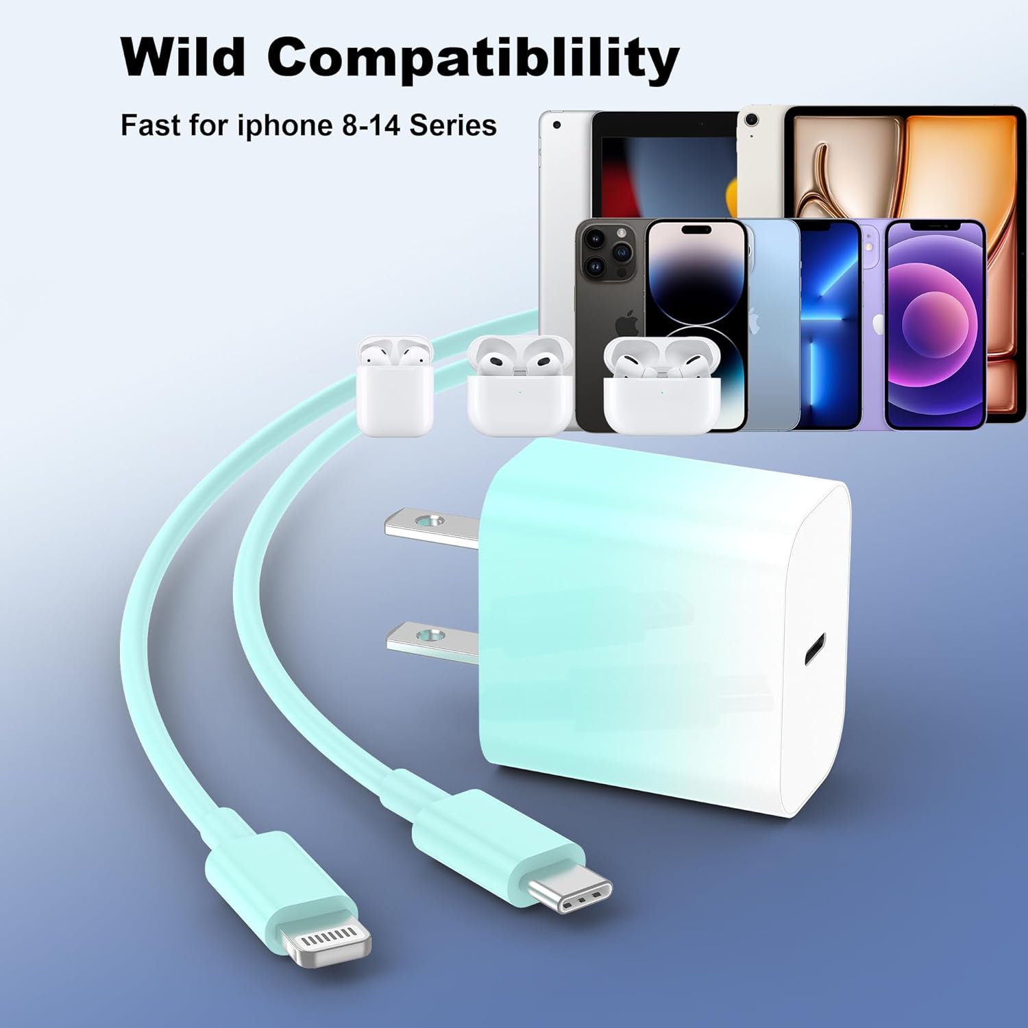 GREPHONE Cargador para iPhone de carga rápida, Cargador de pared US...