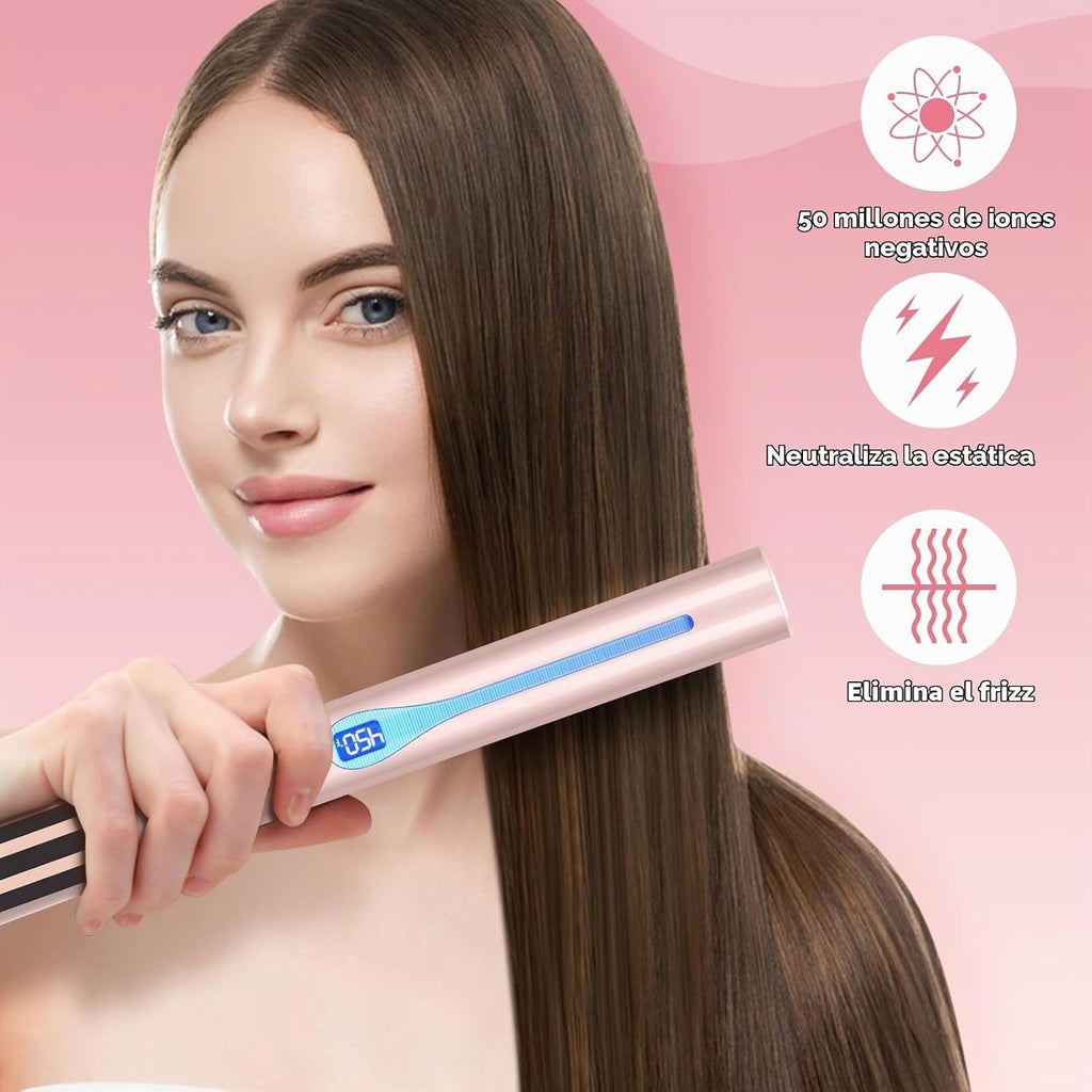IG INGLAM Plancha lisa para el cabello de titanio, rizador de pelo...