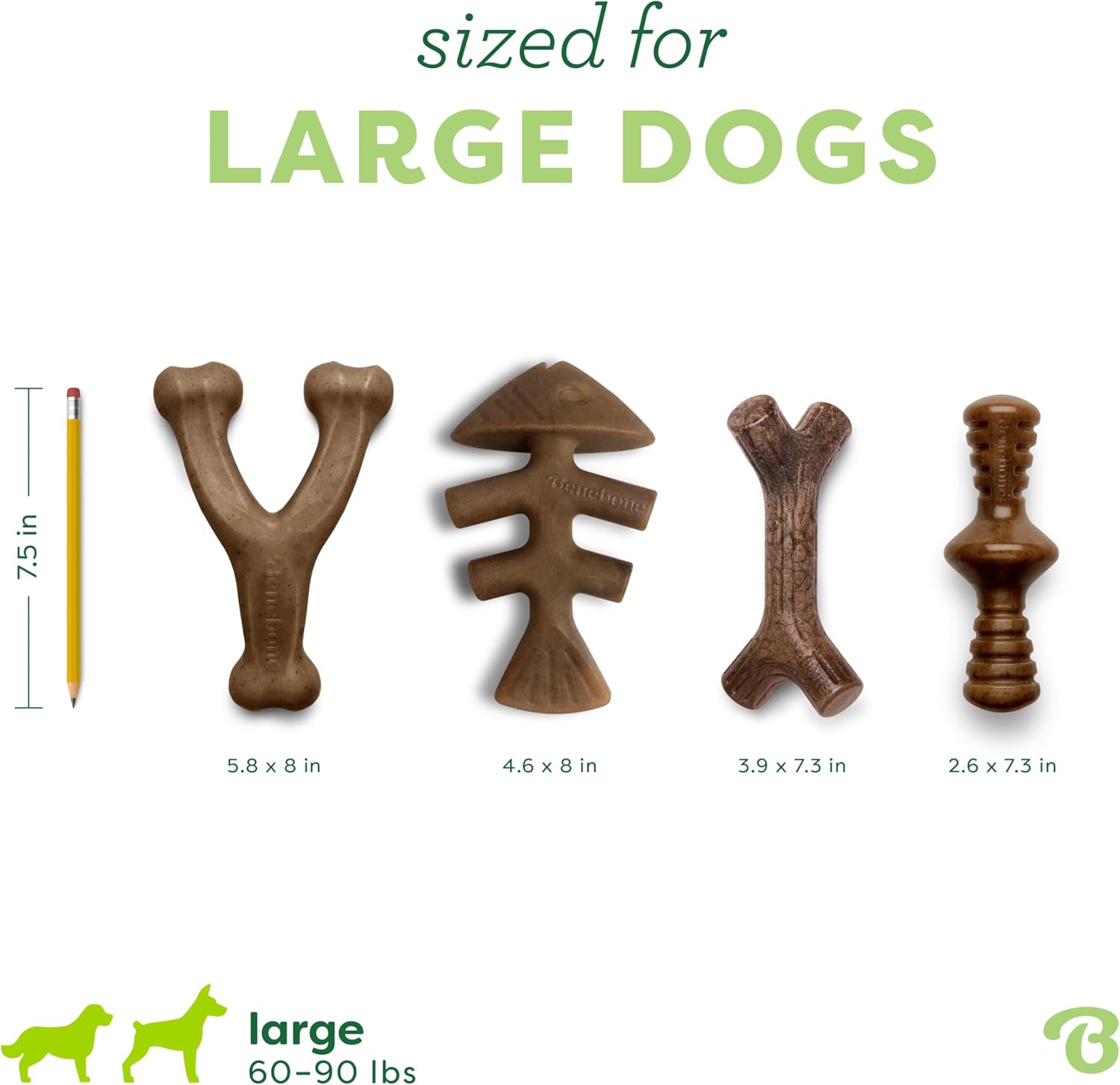 Benebone - Paquete de 4 juguetes masticables grandes para perros pa...
