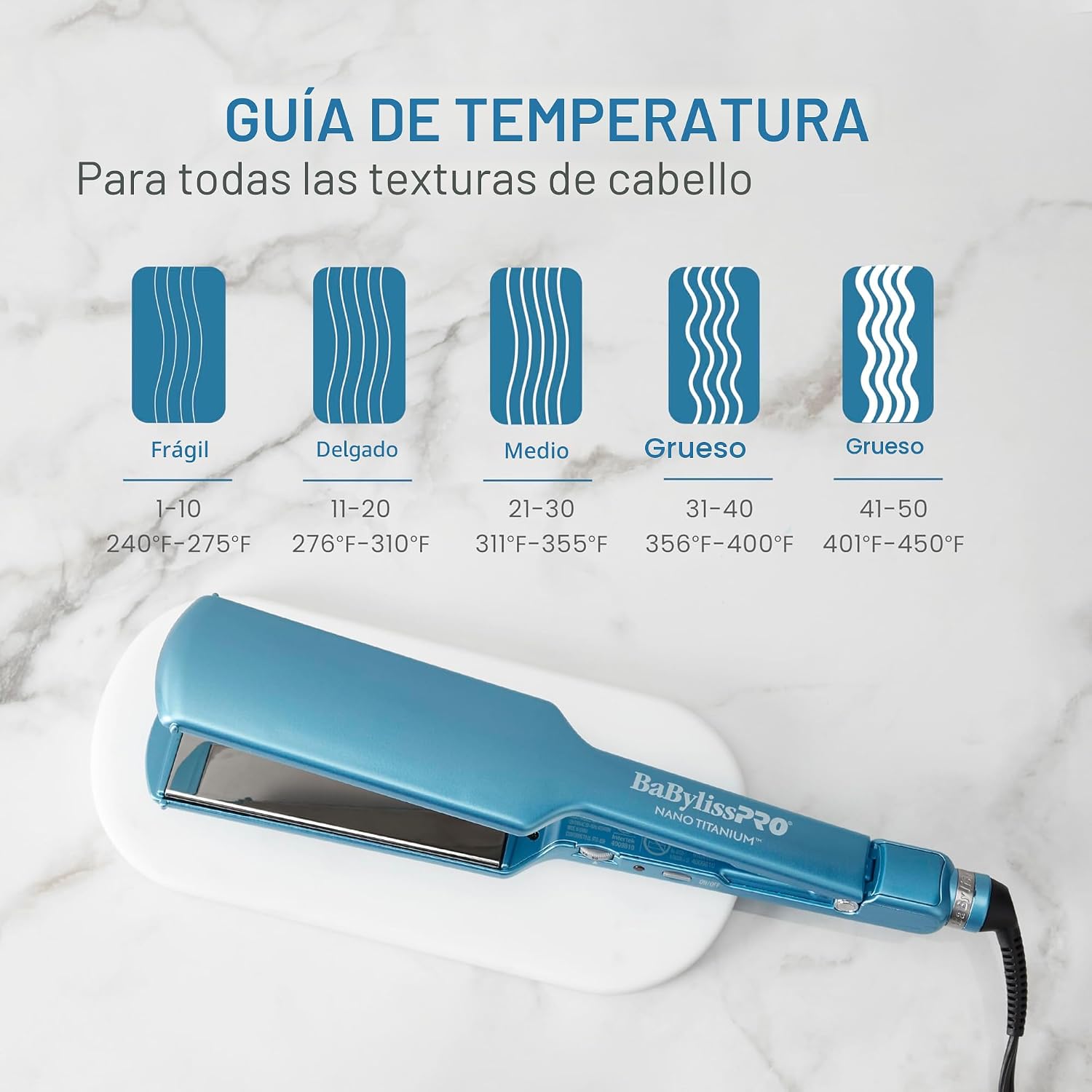 Plancha de pelo ultrafina BabylissPRO Nano Titanium, plancha plana...