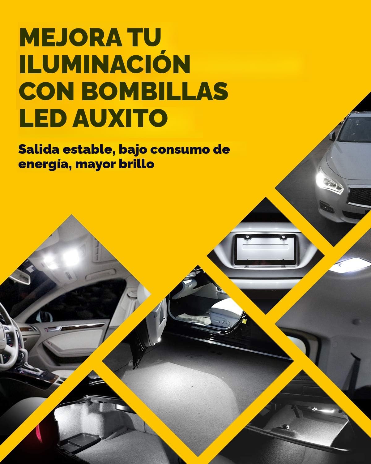 AUXITO 194 - Foco LED de 6000 K, color blanco, 168 2825 W5W T10, cu...