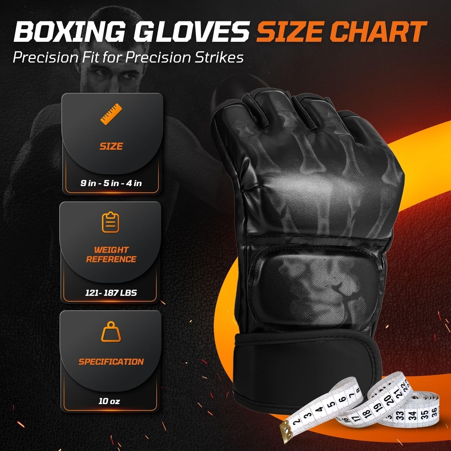 Flexzion, guantes de boxeo con dedos descubiertos - Grappling, MMA,...