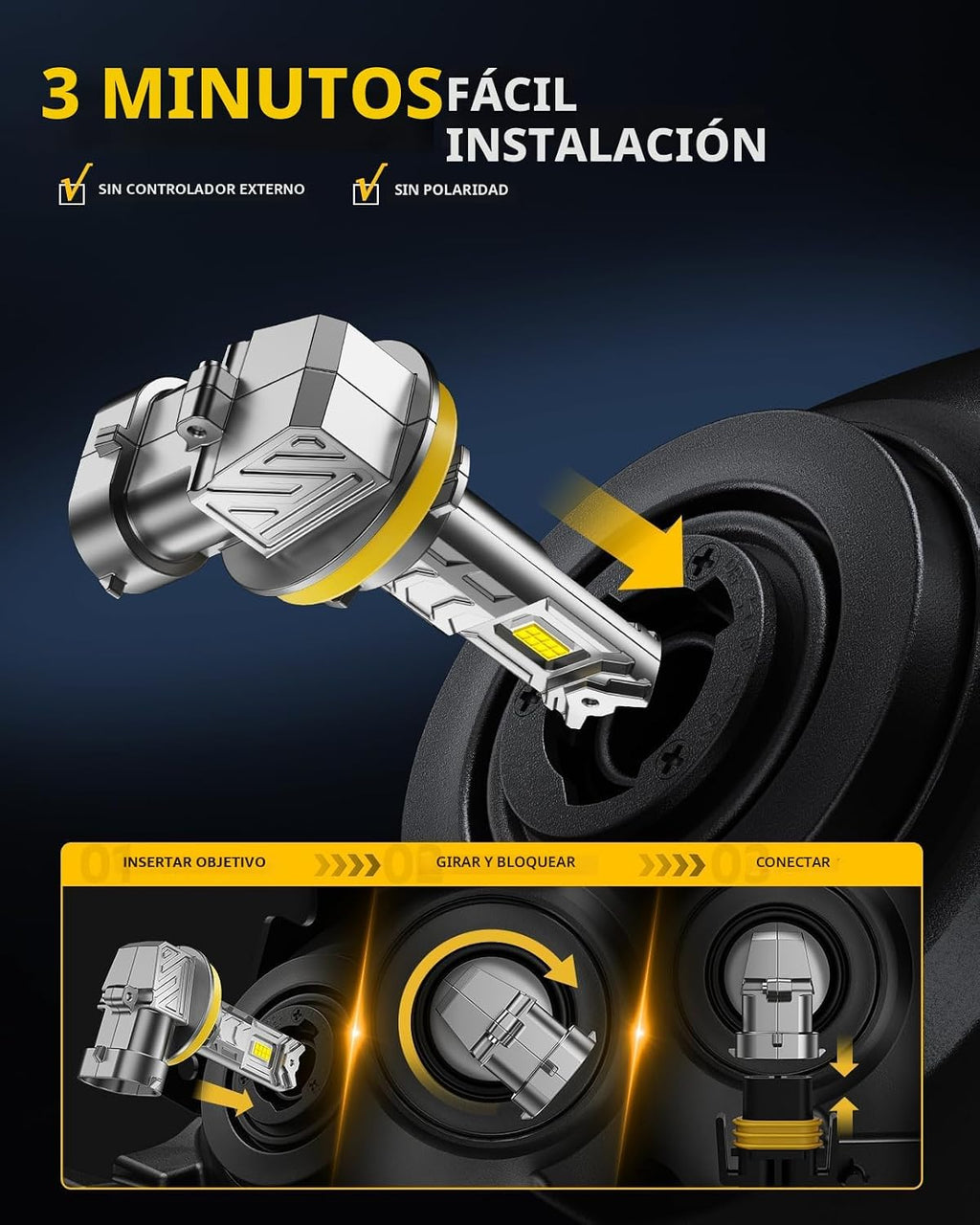 ZonCar Combo de bombillas antiniebla 9005 H11, 10 veces más brillan...