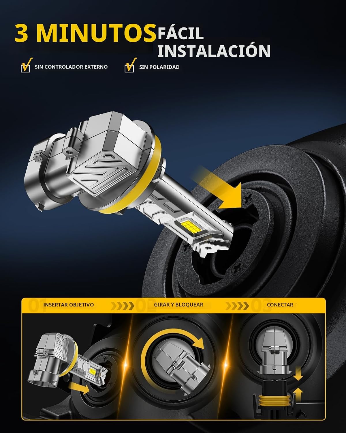 ZonCar Combo de bombillas antiniebla 9005 H11, 10 veces más brillan...