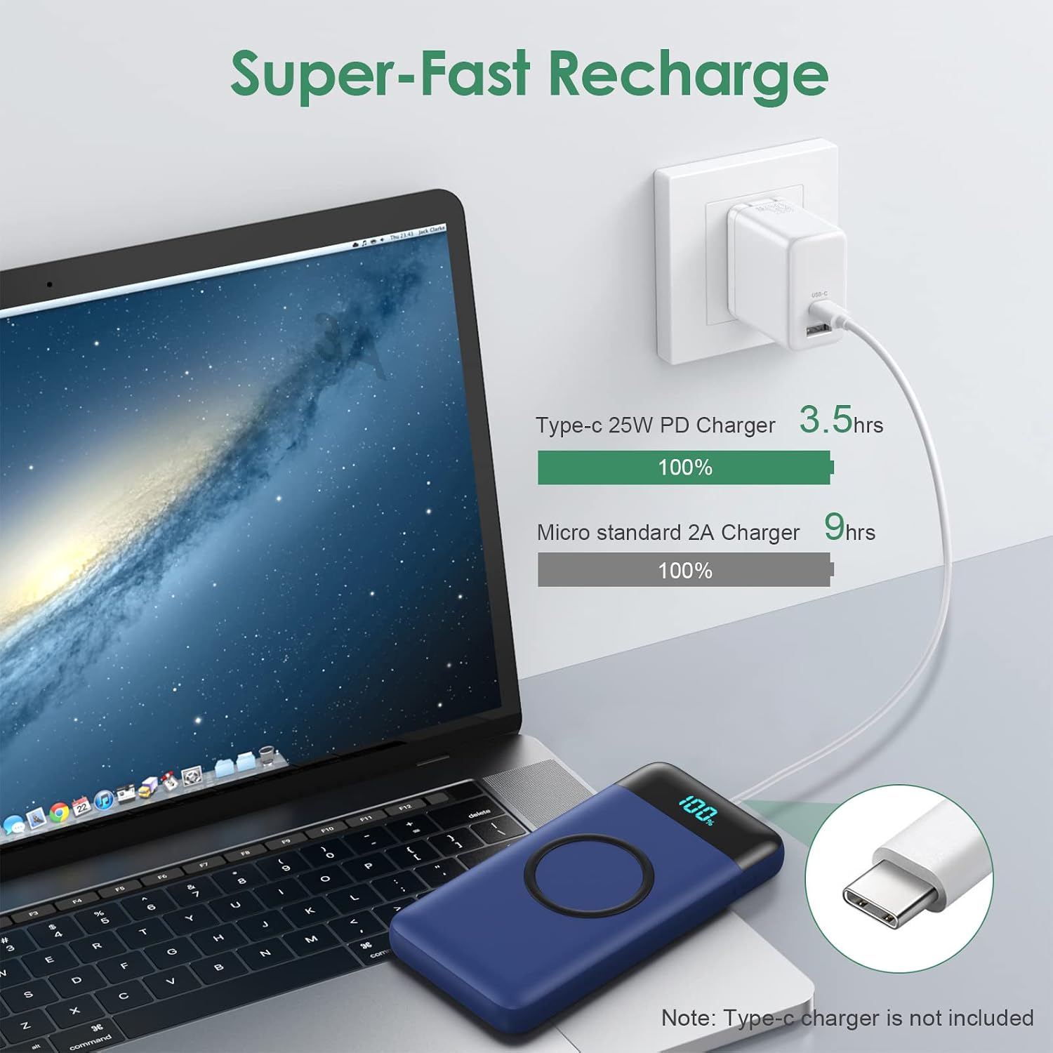 Cargador portátil inalámbrico de 30,800 mAh, cargador de batería US...