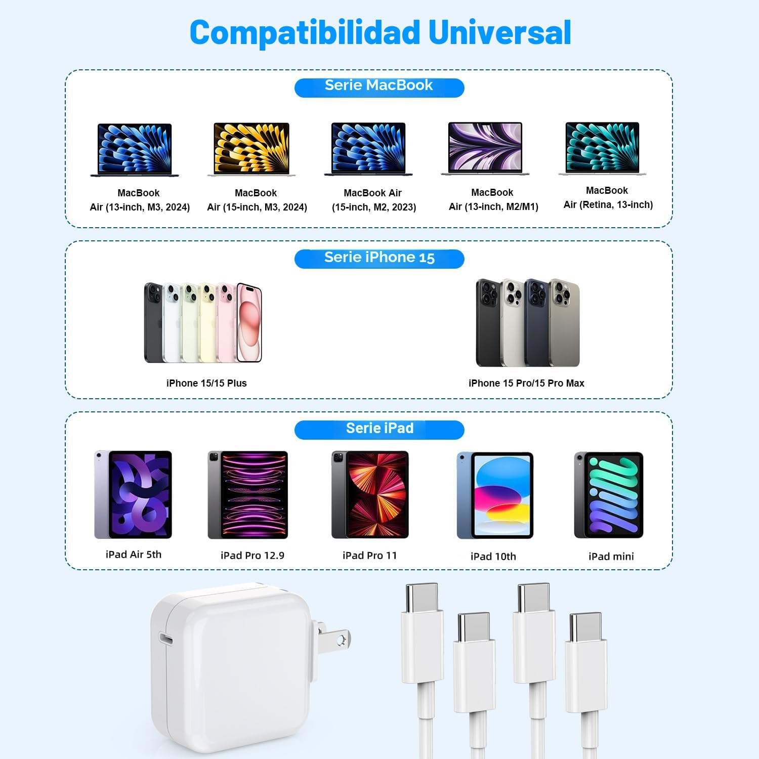 Cargador USB C para MacBook Air MacBook Pro 13 14 15 16 pulgadas, c...