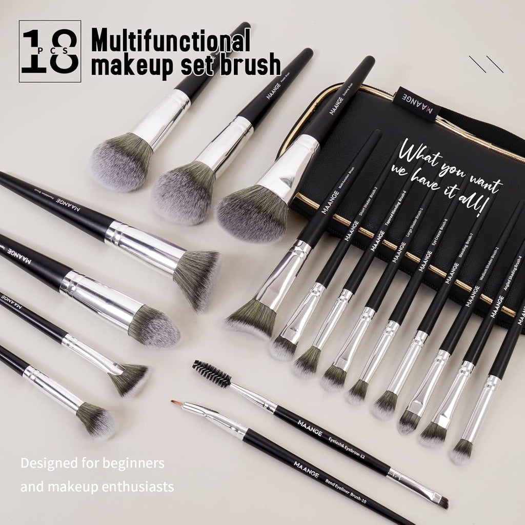 MAANGE - Juego de 18 brochas de maquillaje profesionales con estuch...