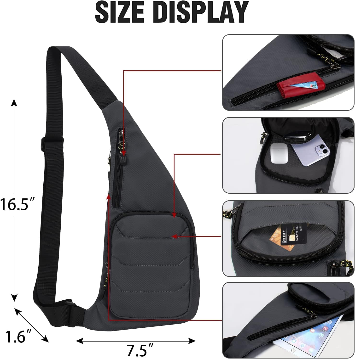Peicees Bolso Bandolera Impermeable Bolsa Cruzada Para Hombres Moch...