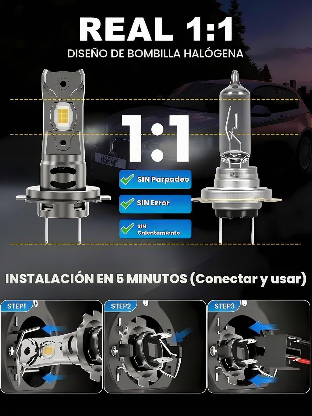 Rimthin - Bombillas antiniebla H7, 32.000 lm 800% bombillas brillan...