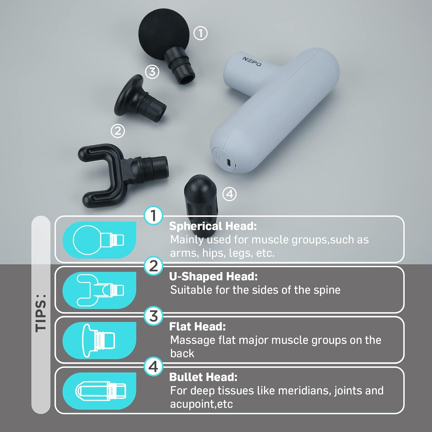 NEPQ Pistola de masaje mini, SK6 pistola fascial portátil de percus...