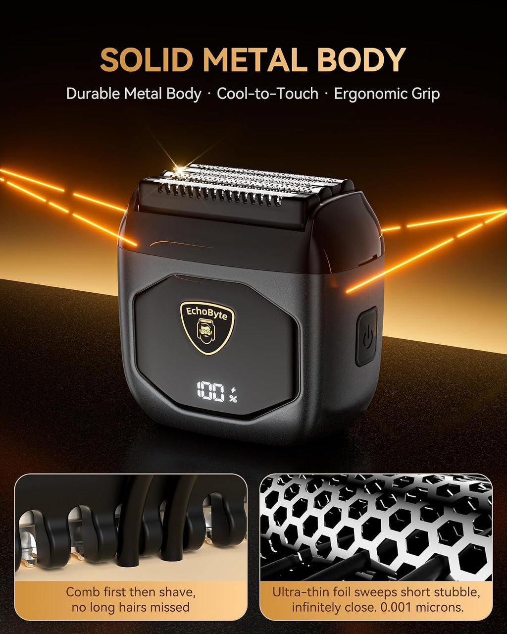 EchoByte Afeitadora eléctrica de metal completo para hombres: 4 cuc...