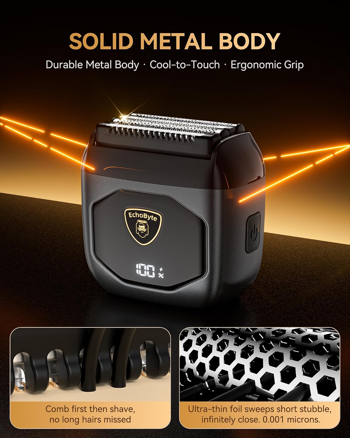 EchoByte Afeitadora eléctrica de metal completo para hombres: 4 cuc...