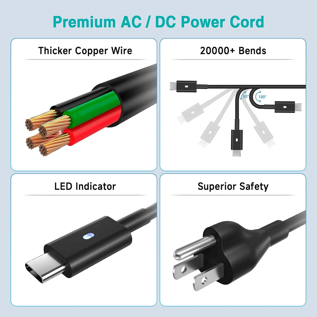 Cargador de 130W USB C para Laptop Adaptador de Energía Tipo-C para...