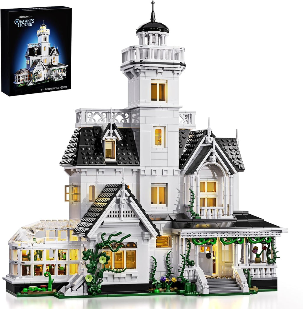 Juego de construcción de casa mágica con luz LED, juguete de bloque...
