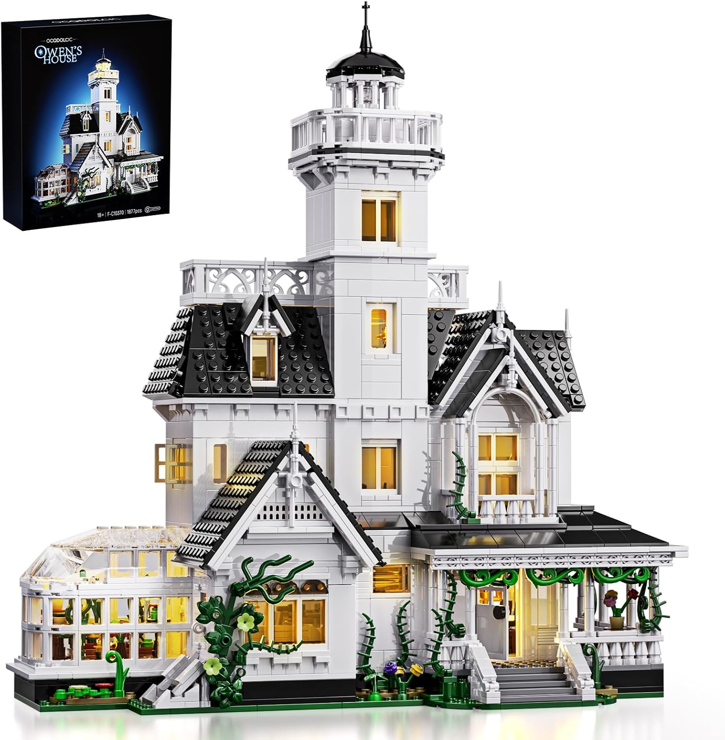 Juego de construcción de casa mágica con luz LED, juguete de bloque...