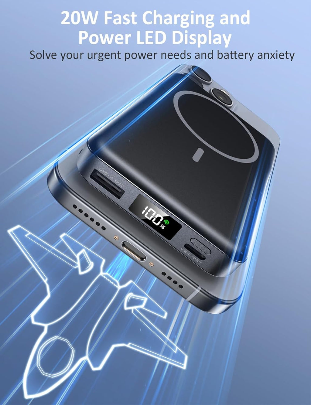 Cargador portátil magnético, banco de energía de 10000 mAh, cargado...