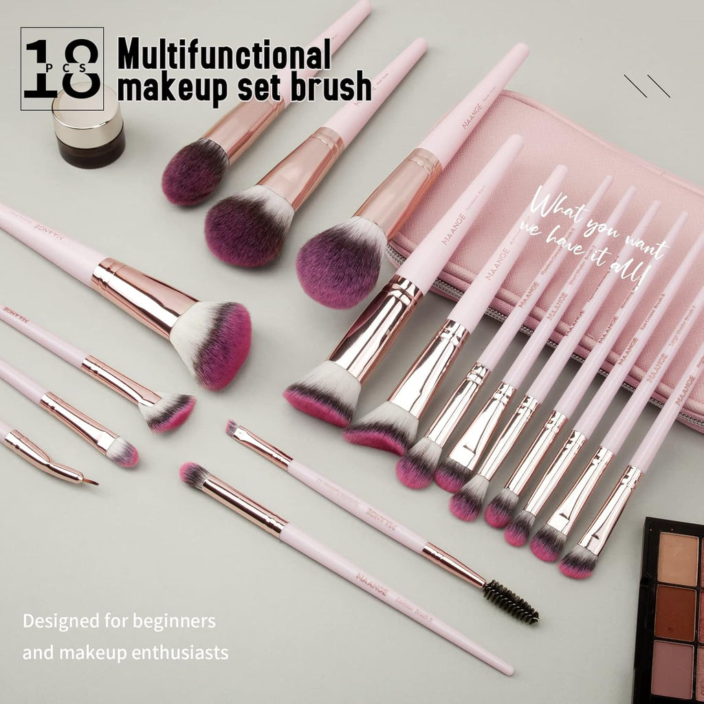 MAANGE - Juego de 18 brochas de maquillaje profesionales con estuch...