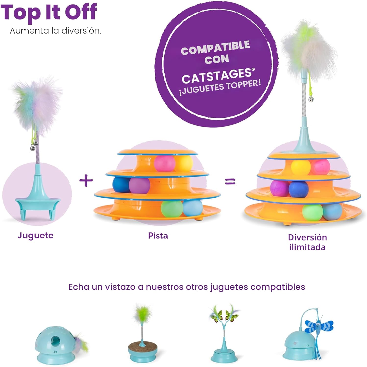 Petstages - Juguete interactivo para gatos de 3 niveles Tower of Tr...