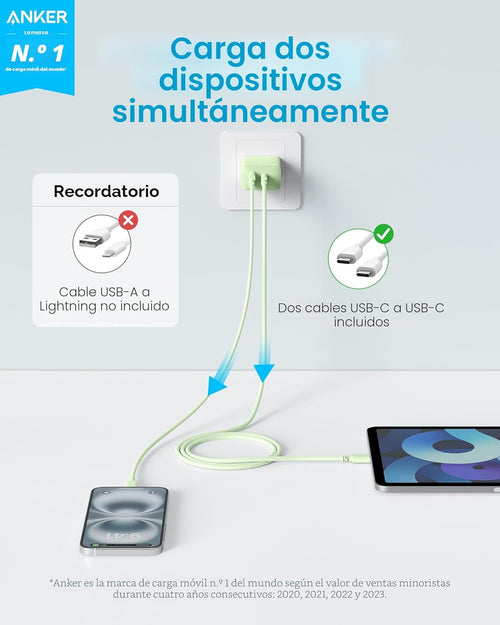 Anker - Cargador para iPhone 17\/16, paquete de 2, cargador rápido...