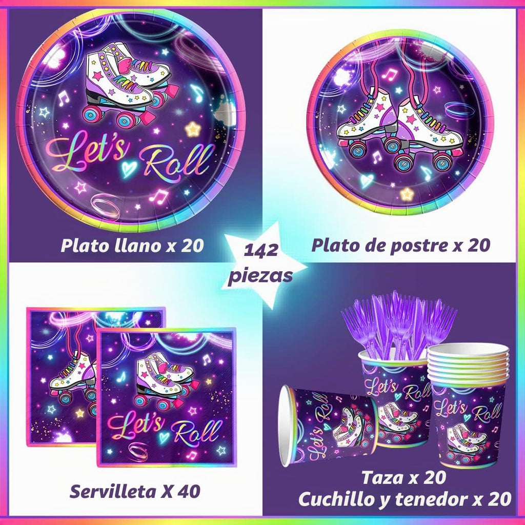 Suministros para fiesta de patinaje en línea, juego de vajilla para...