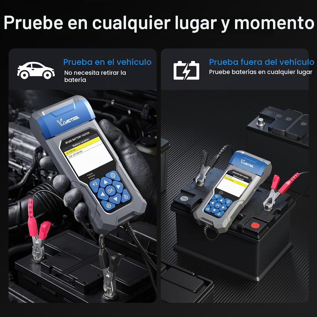 Probador de batería de coche con impresora VDIAGTOOL BT600, 6 V 12...