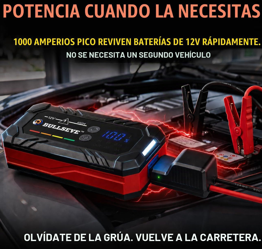 Bullseye SafetyXL 1000A - Arrancador portátil para batería de coche...