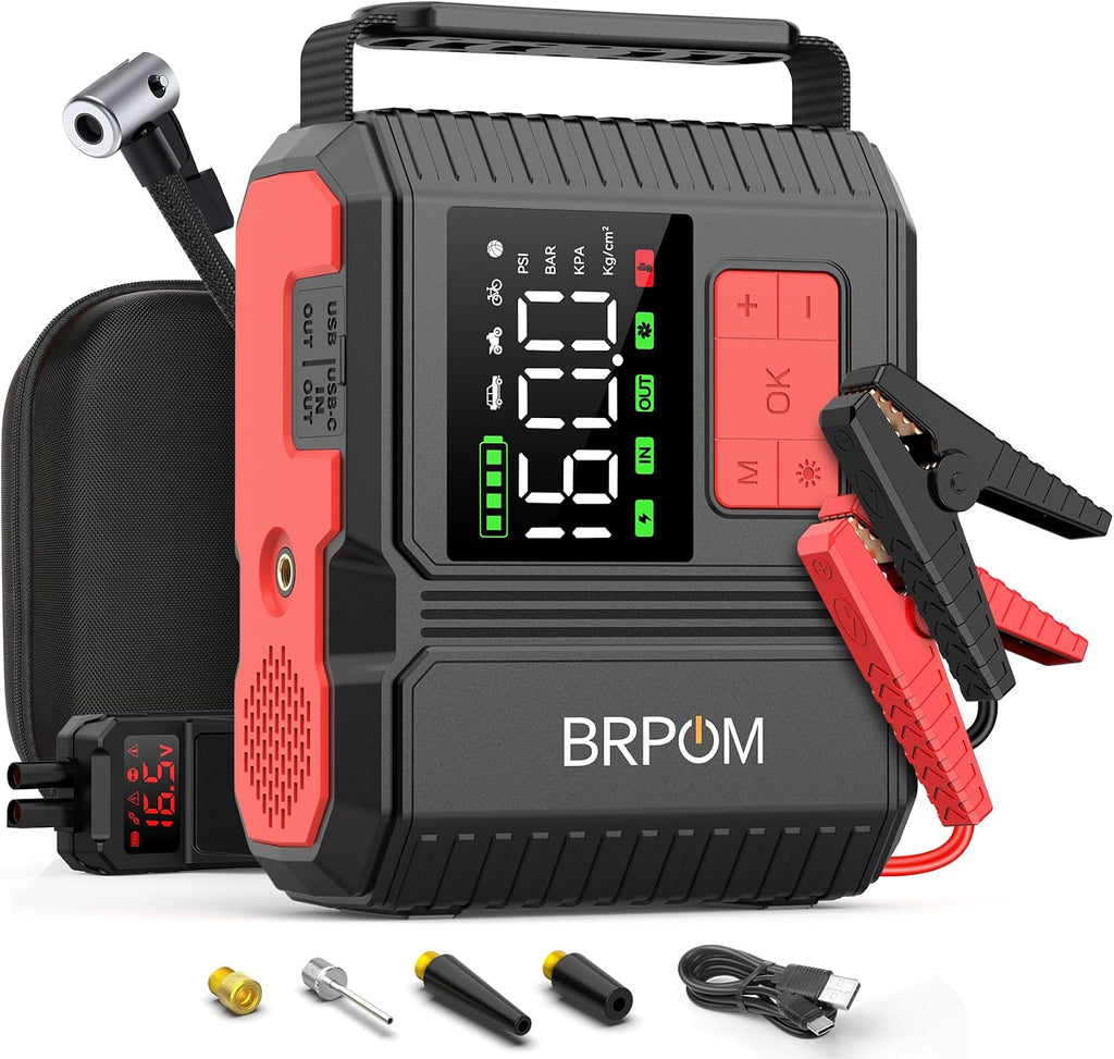 Arrancador de batería para automóvil con compresor de aire, 160 PSI...