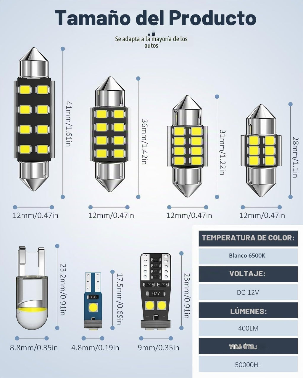 Xdoar Kit de 42 luces LED mejoradas para interiores de automóvil, m...