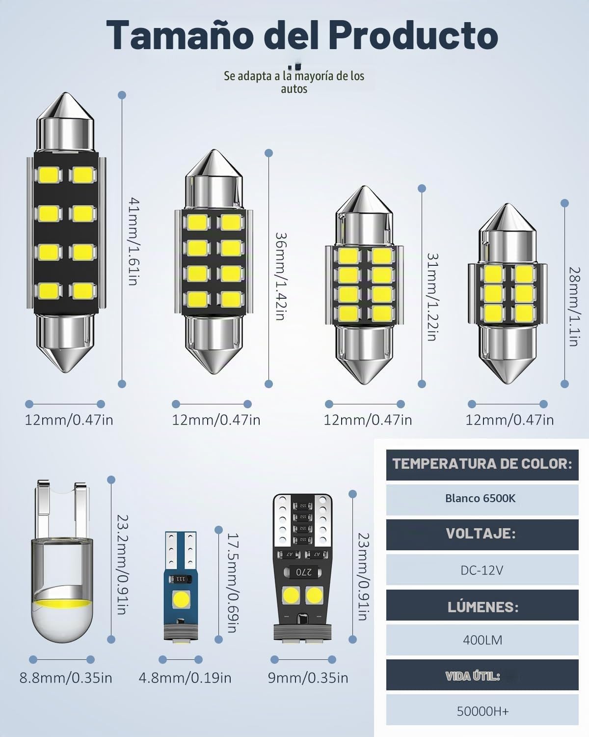 Xdoar Kit de 42 luces LED mejoradas para interiores de automóvil, m...