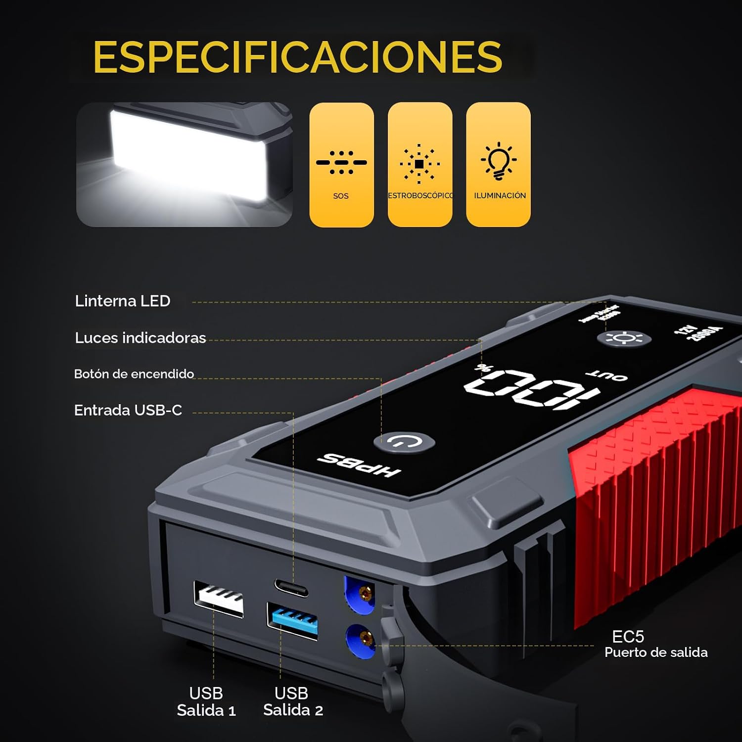 HPBS H50 Arrancador de Salto - Paquete de Batería de Arrancador de...