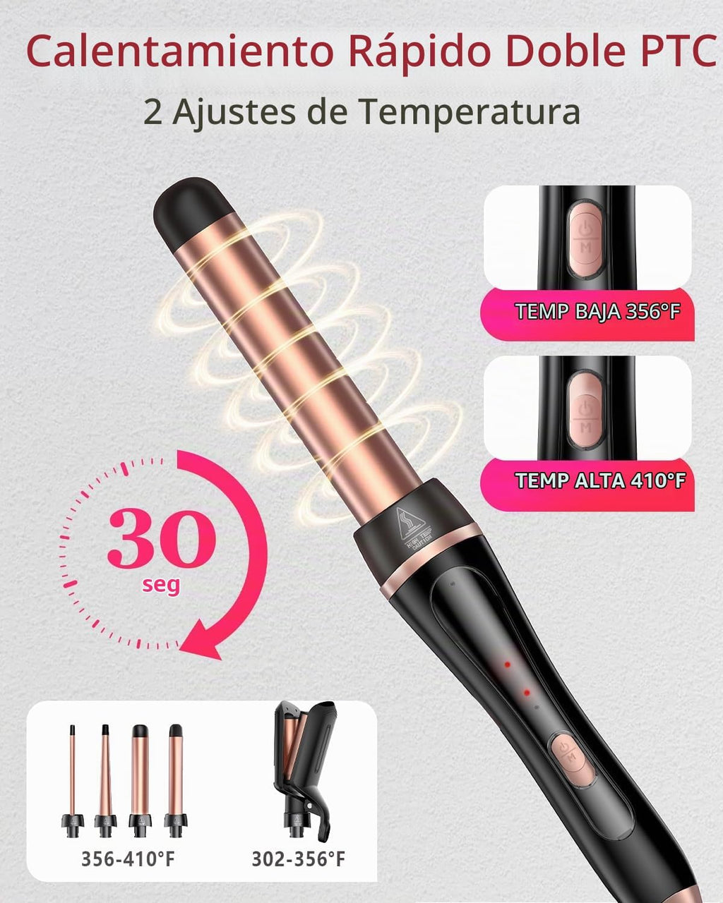 Rizador 5 en 1, Juego de Varita Rizadora Versátil Ondulador de Cabe...