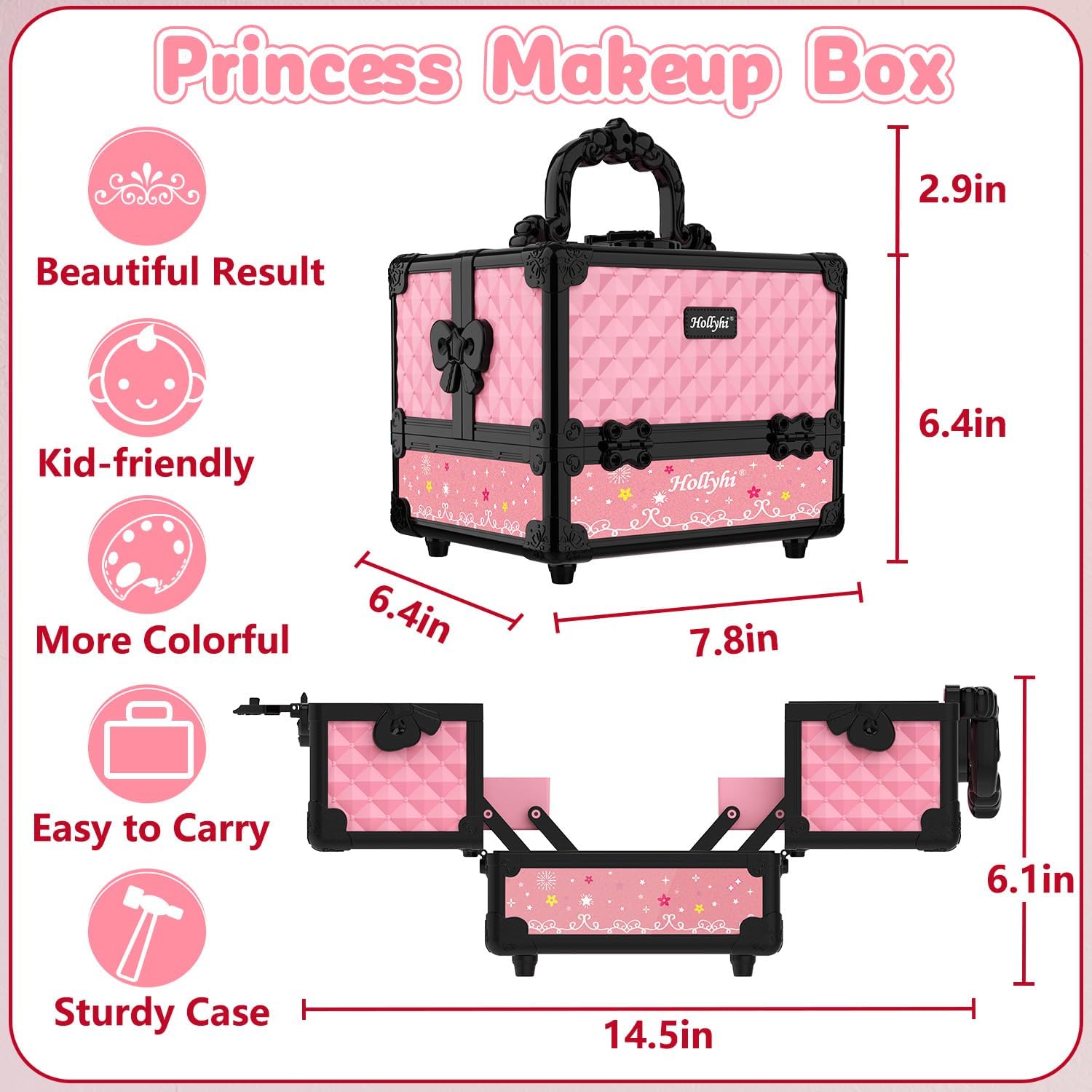 Hollyhi Juego de 59 piezas de maquillaje para niñas, juego de jugue...
