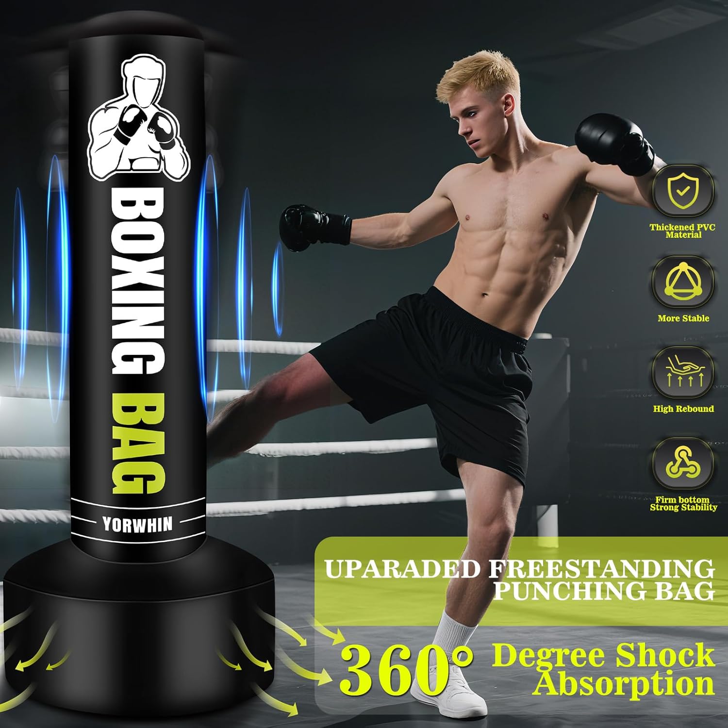 Saco de boxeo independiente para adultos y adolescentes, saco de bo...