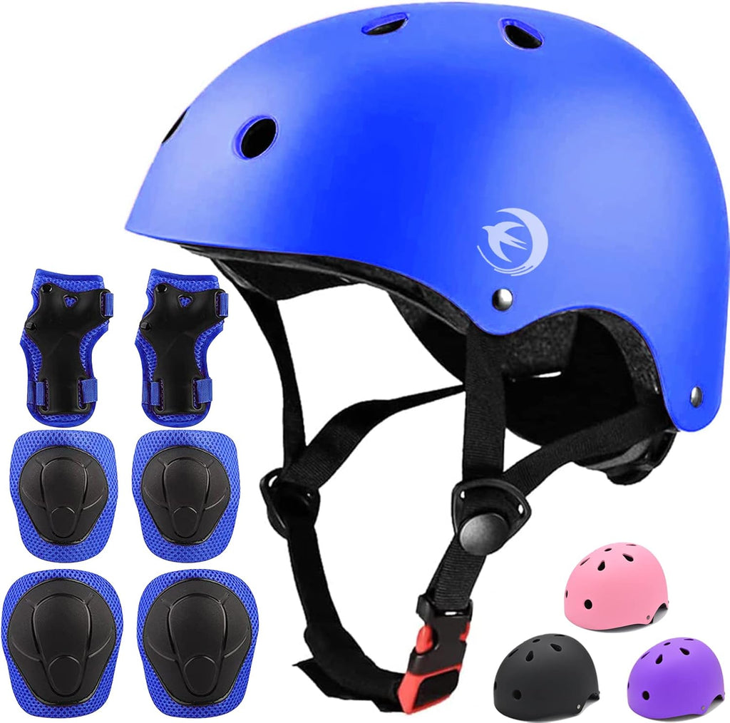 Juego de casco para niños con rodilleras, coderas y muñequeras, cas...