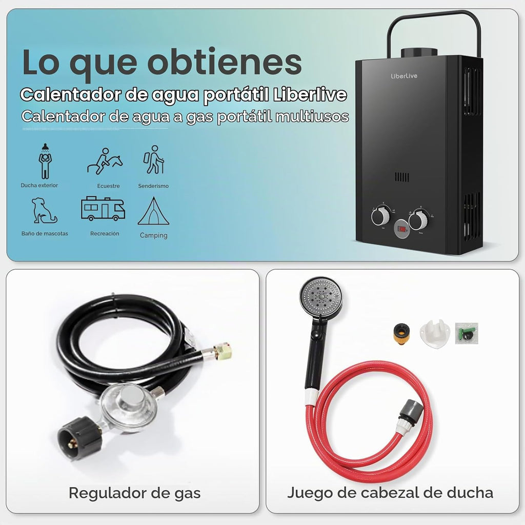 Calentador de agua de propano, 6L 1.58GPM 41000 BTU Calentador de a...
