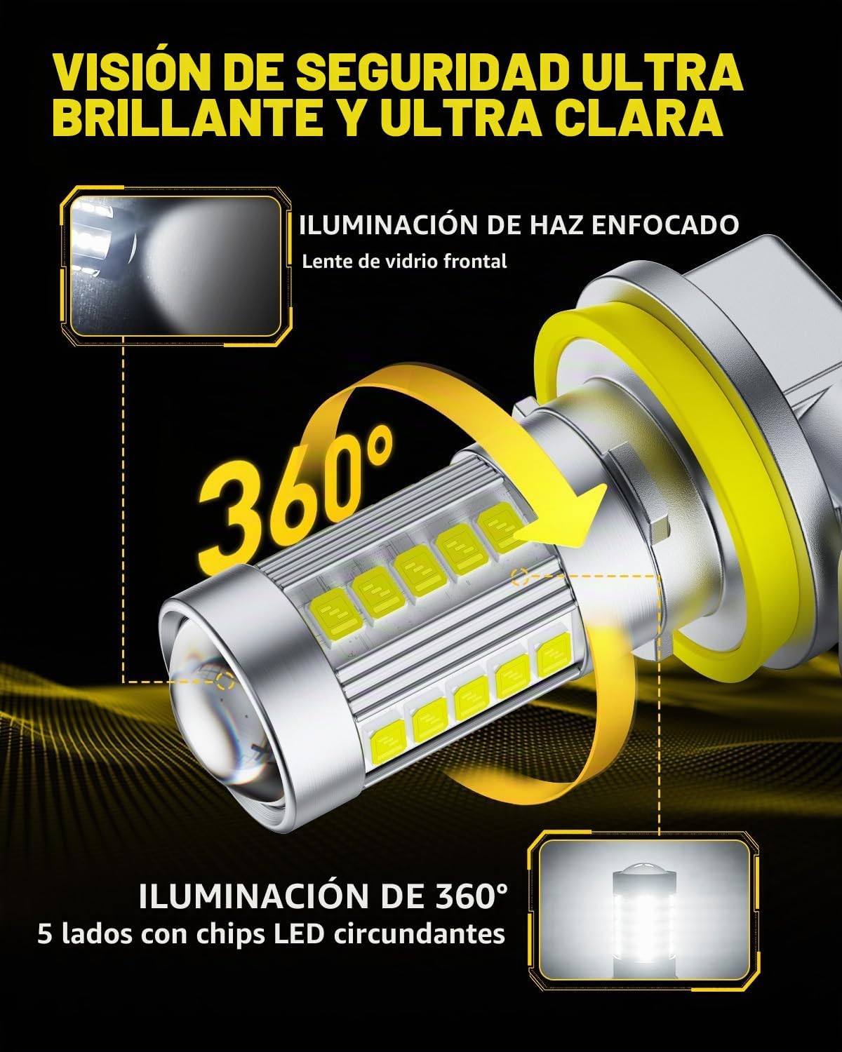 AUXITO Bombillas LED antiniebla H11\/H8 mejoradas, 6500 K blanco fr...