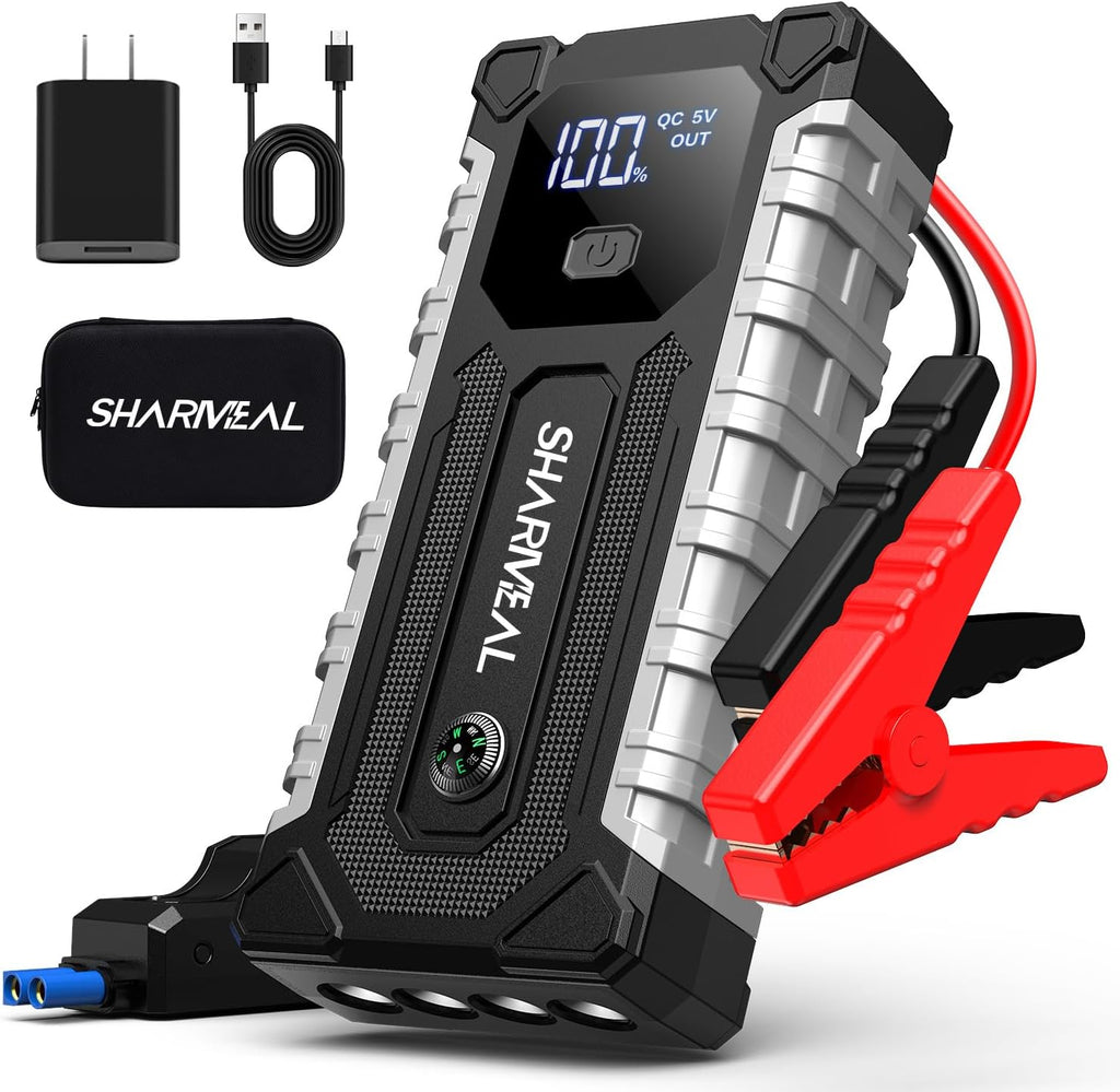 Sharmeal Arrancador de batería de coche 6000A, paquete de batería d...