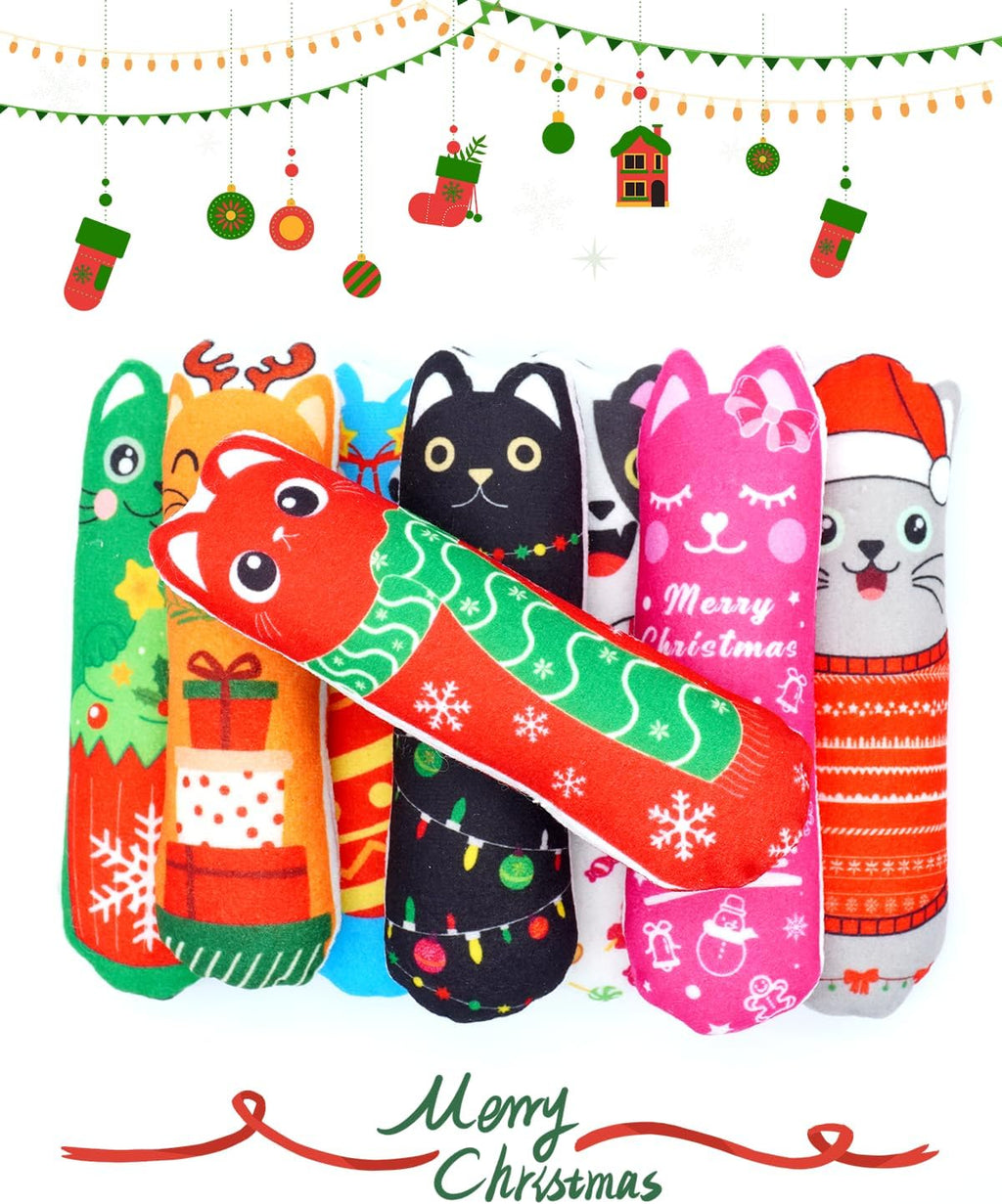 PET SHOW Paquete de 8 juguetes de Navidad para gatos con hierba gat...