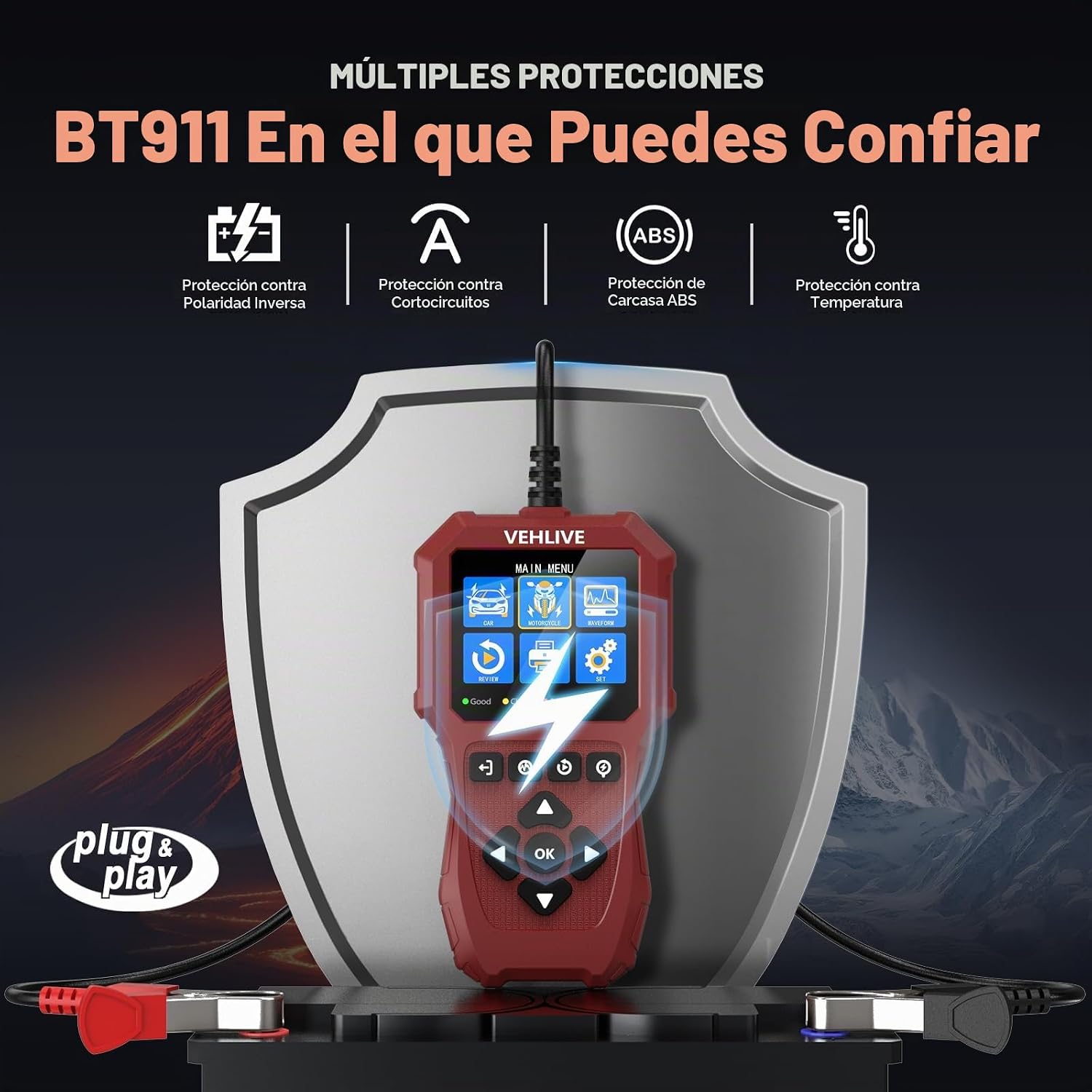 BT911 5-3000CCA - Probador de batería de automóvil de 6 V, 12 V y 2...