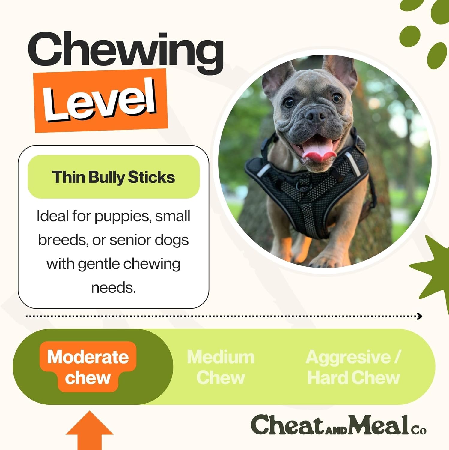 Cheat and Meal Co Bully Sticks para perros pequeños, juguetes masti...