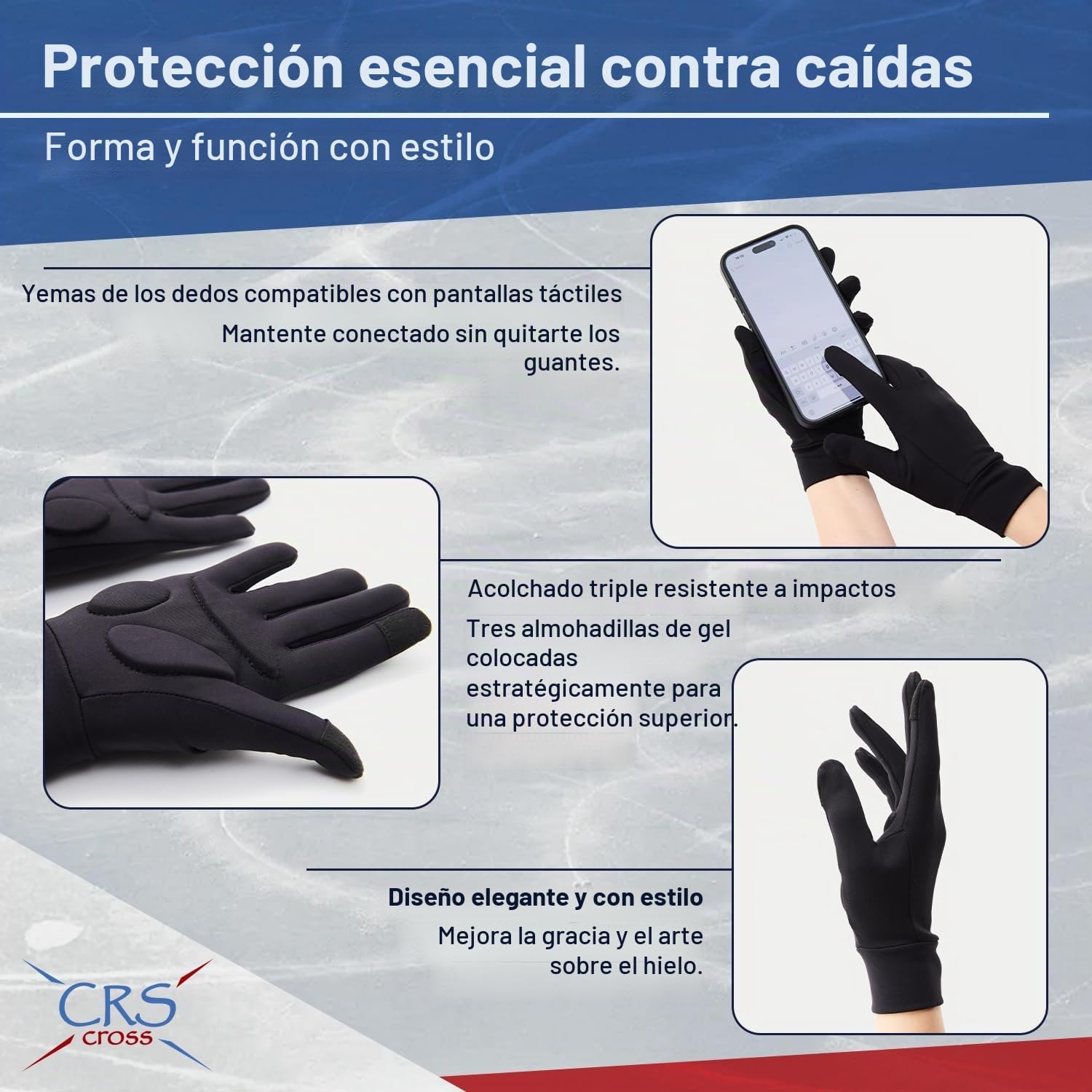 CRS Cross Padded Ice Skating Gloves. Warm Padded Protection. Figure...